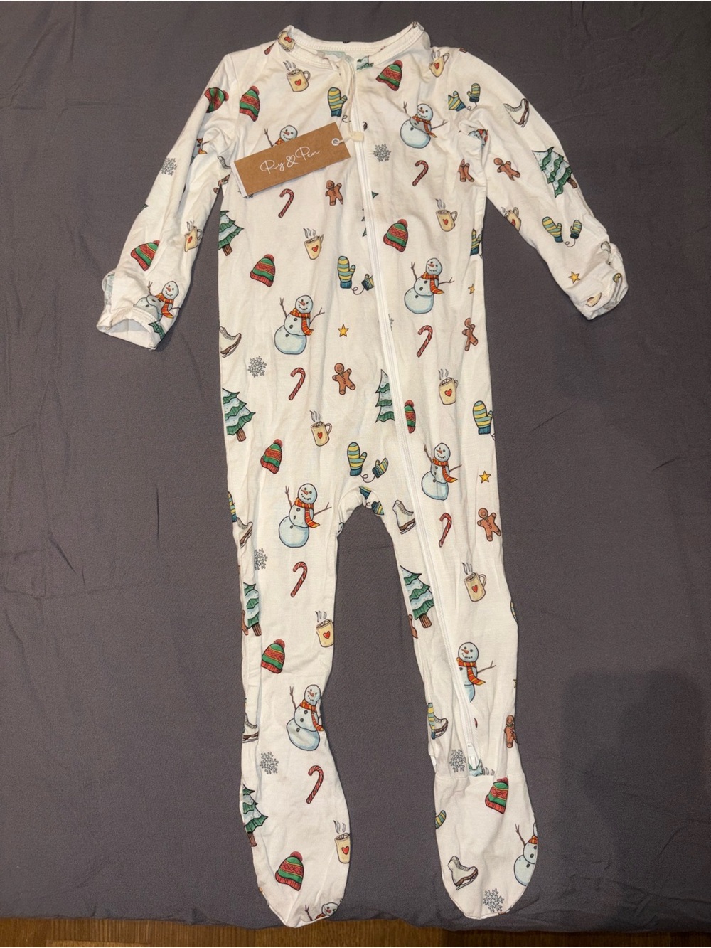NWT Ry & Pen Holiday Bamboo Footie Zipper Pajamas 18-24 Months Winter Snowman